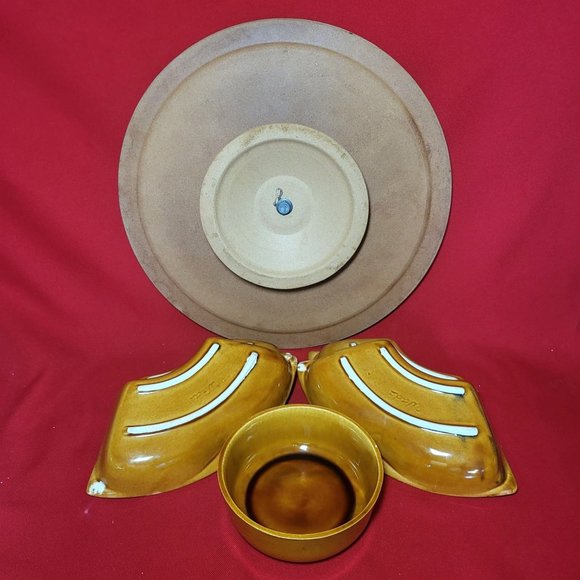 VTG Wade California Serving Set Lazy Susan Server Caramel Appetizer Dishes 6 Pie - Picture 9 of 11
